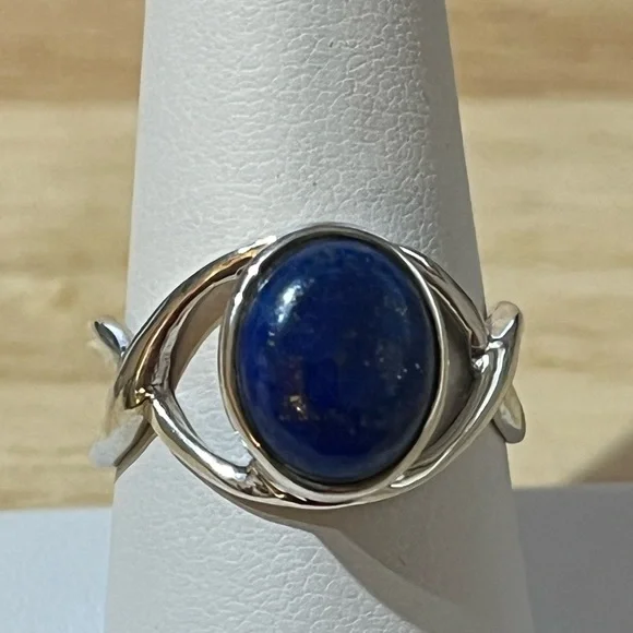 925 STERLING SILVER LAPIS LAZULI GEMSTONE RING SIZE 9 - Picture 8 of 9